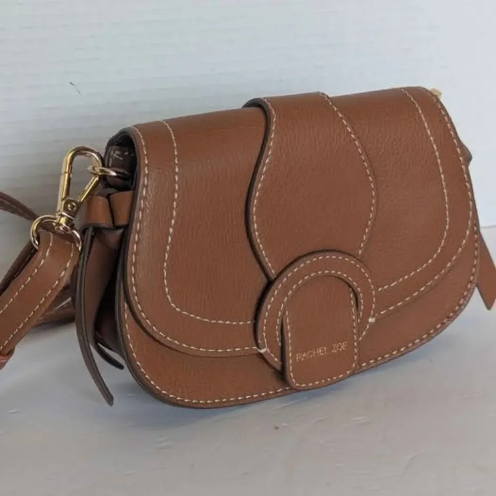 Small Rachel Zoe Tan Leather Convertible Crossbody Bag Purse 7x5